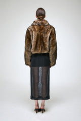 Thora - Dunkelbraune Lammfelljacke