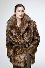 Rhea - Dunkelbrauner Lammfellmantel