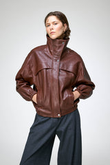 Eli - Dunkelbraune Lederjacke