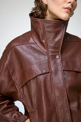 Eli - Dunkelbraune Lederjacke