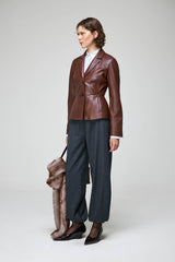 Catarina - Dunkelbraune Lederjacke