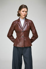 Catarina - Dunkelbraune Lederjacke