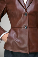 Catarina - Dunkelbraune Lederjacke