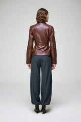 Catarina - Dunkelbraune Lederjacke