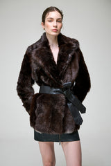 Rhea - Brauner Lammfellmantel
