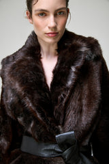 Rhea - Brauner Lammfellmantel