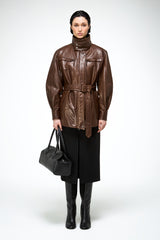 Chiara - Tobacco Leather Coat