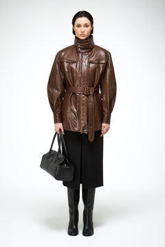 Chiara - Tobacco Leather Coat