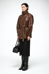 Chiara - Tobacco Leather Coat