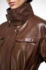 Chiara - Tobacco Leather Coat