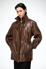 Chiara - Tobacco Leather Coat
