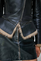 Josette - Sandfarbene Lammfelljacke