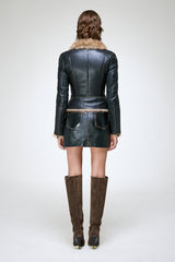 Josette - Sandfarbene Lammfelljacke