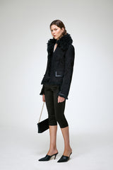 Rita - Schwarze Lammfelljacke