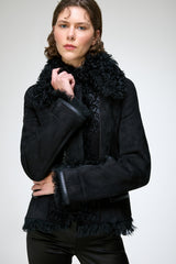 Estela - Schwarze Lammfelljacke