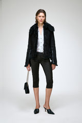 Estela - Schwarze Lammfelljacke