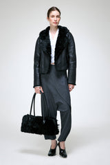 Ida - Schwarze Lammfelljacke