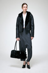 Ida - Schwarze Lammfelljacke