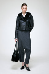 Ida - Schwarze Lammfelljacke