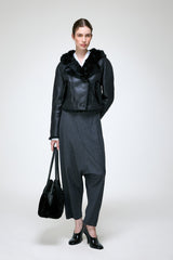 Ida - Schwarze Lammfelljacke