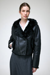 Ida - Schwarze Lammfelljacke