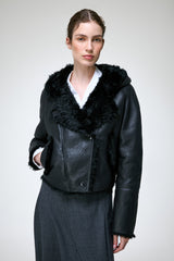 Ida - Schwarze Lammfelljacke