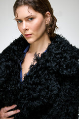 Cecilia - Schwarzer Lammfellmantel