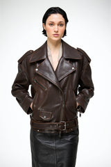 Alessia - Brown Leather Coat