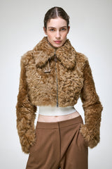 Lua - Kamelbraune Lammfelljacke
