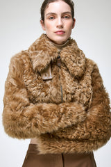 Lua - Kamelbraune Lammfelljacke