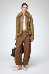 Estela - Kamelbraune Lammfelljacke