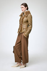 Estela - Kamelbraune Lammfelljacke