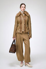 Estela - Kamelbraune Lammfelljacke