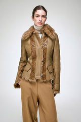 Estela - Kamelbraune Lammfelljacke