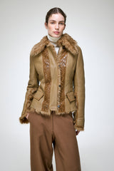 Estela - Kamelbraune Lammfelljacke