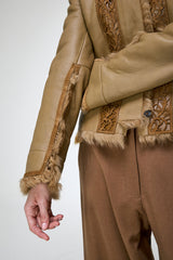 Estela - Kamelbraune Lammfelljacke