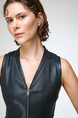 Bruna - Schwarzes Lederkleid