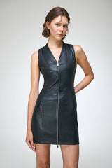 Bruna - Schwarzes Lederkleid