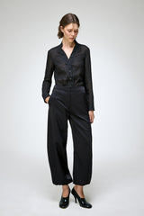 Nina - Schwarze Satin-Wollhose