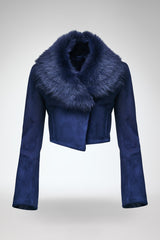 Yva - Blaue Lammfelljacke