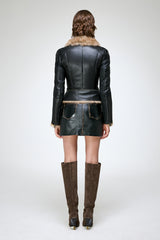 Josette - Sandfarbene Lammfelljacke