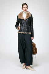 Vittoria - Dunkelbraune Lammfelljacke