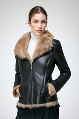 Vittoria - Dunkelbraune Lammfelljacke