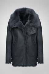 Paige - Jacke aus Shearling in dunklem Indigo