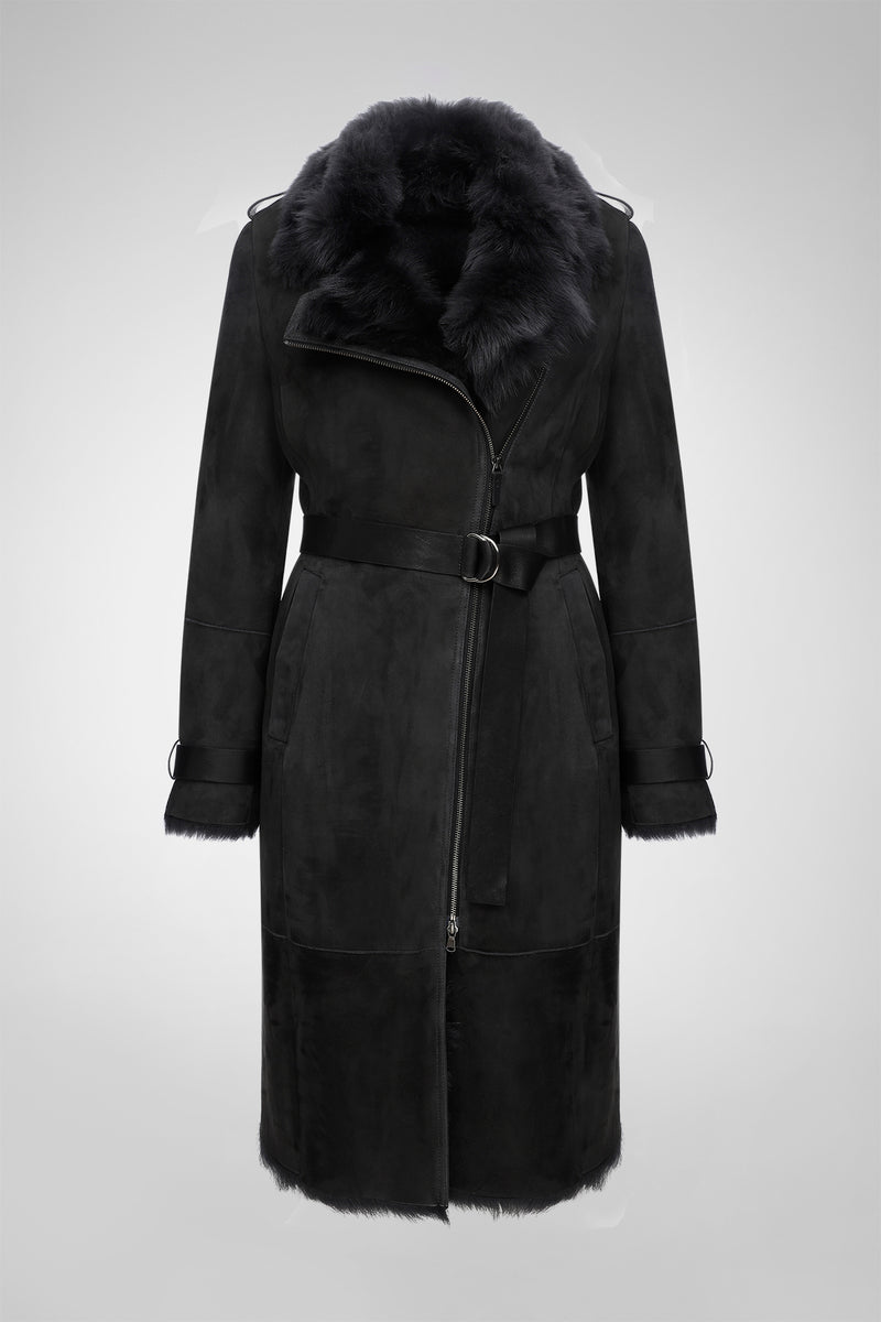 Harmony - Anthracite Suede Shearling Coat