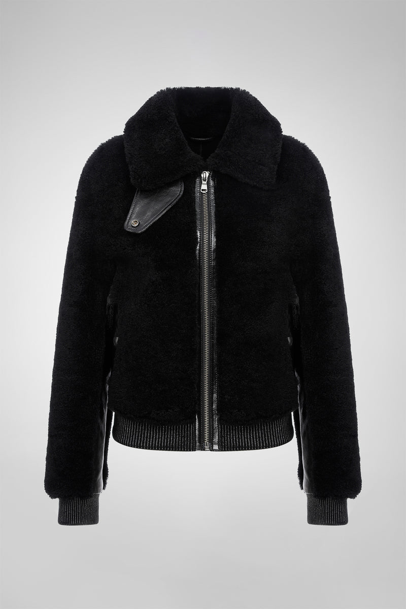 Elise - Schwarze Shearling-Jacke