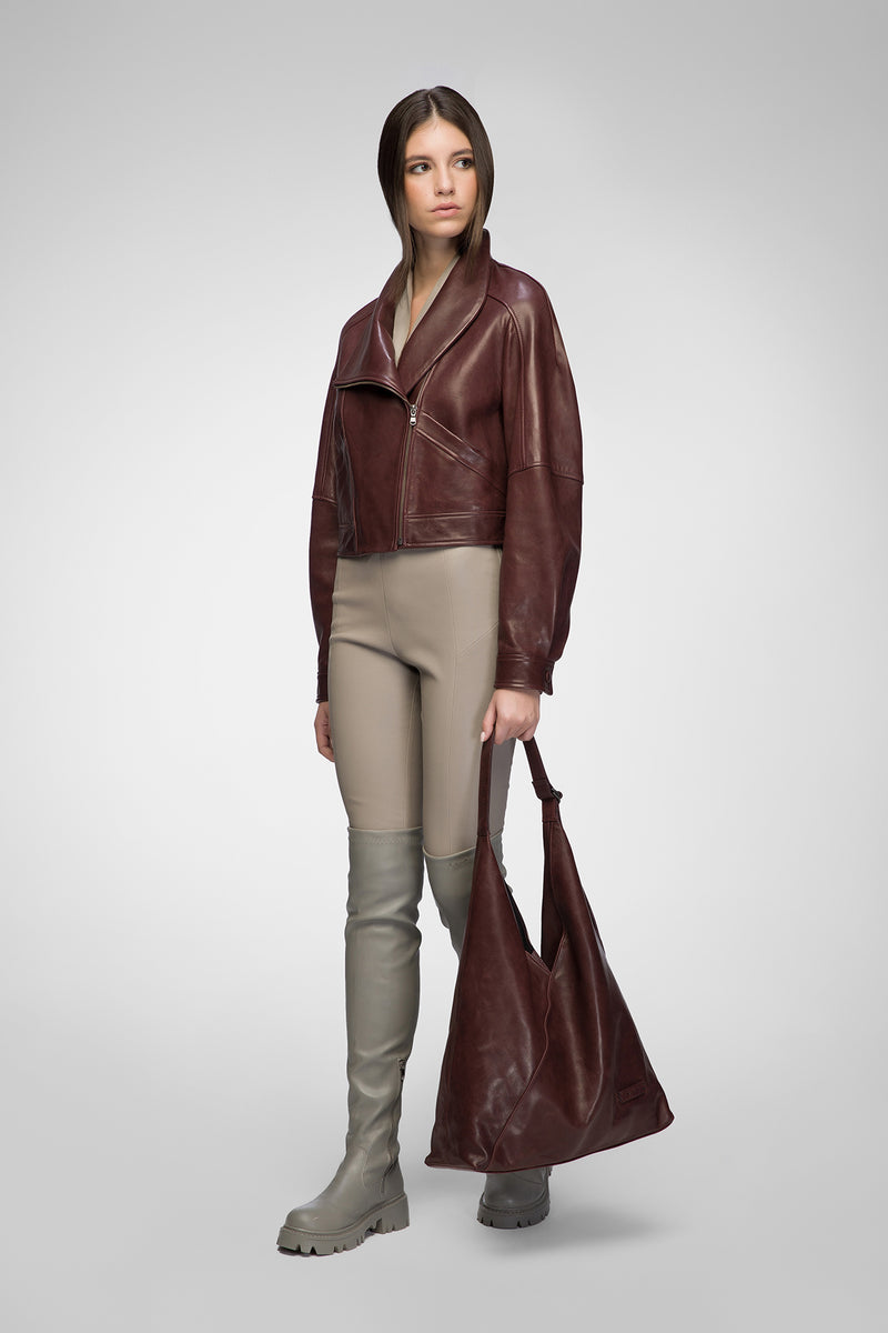 Lavinia - Cherry Leather Jacket