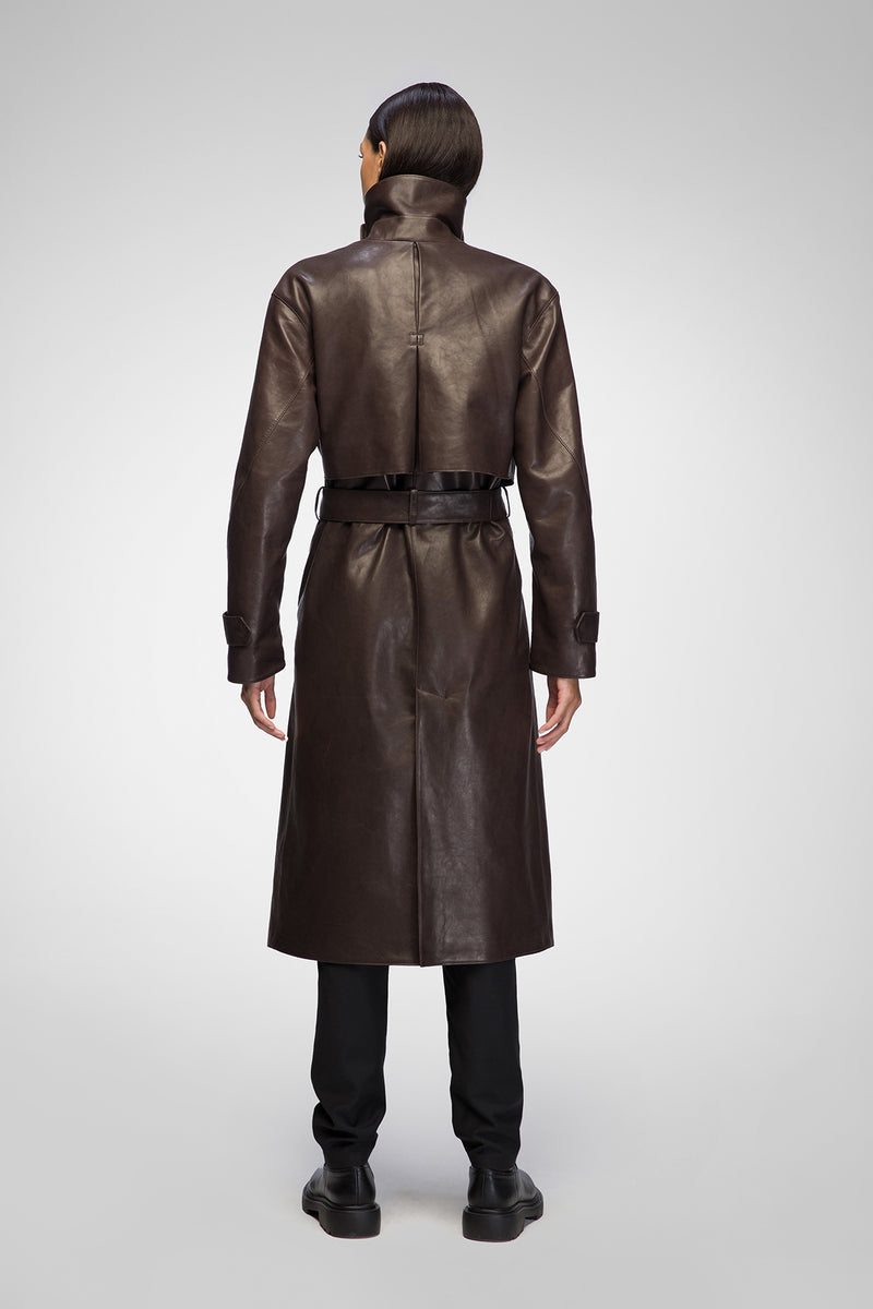 Hannah - Brown Leather Coat