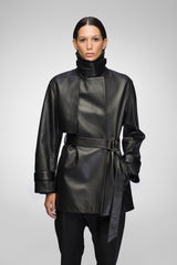 Riley - Black Leather Coat