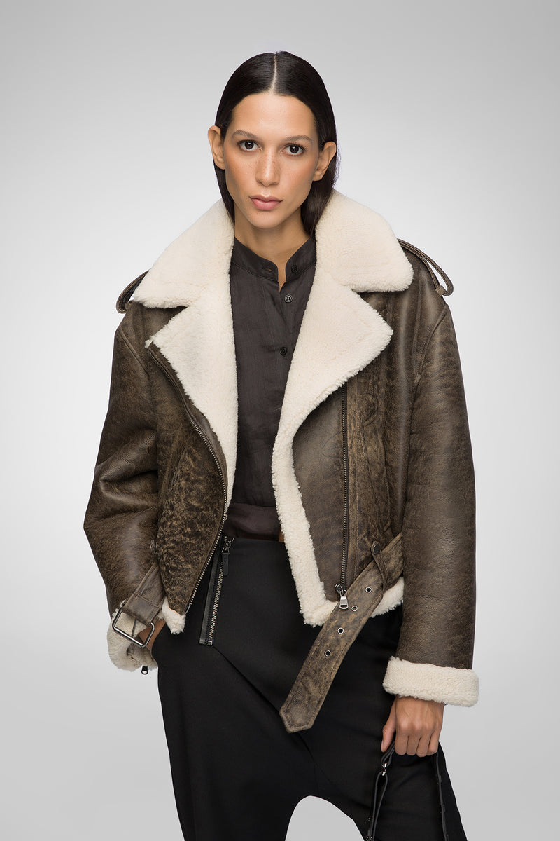 Tierra - Braune Shearling Jacke